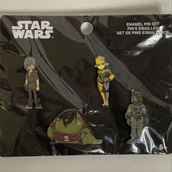 STAR WARS BOBA FETT, YOUNG HUTT, DROIDS FUNKO ENAMEL PIN SET - Picture 2 of 3